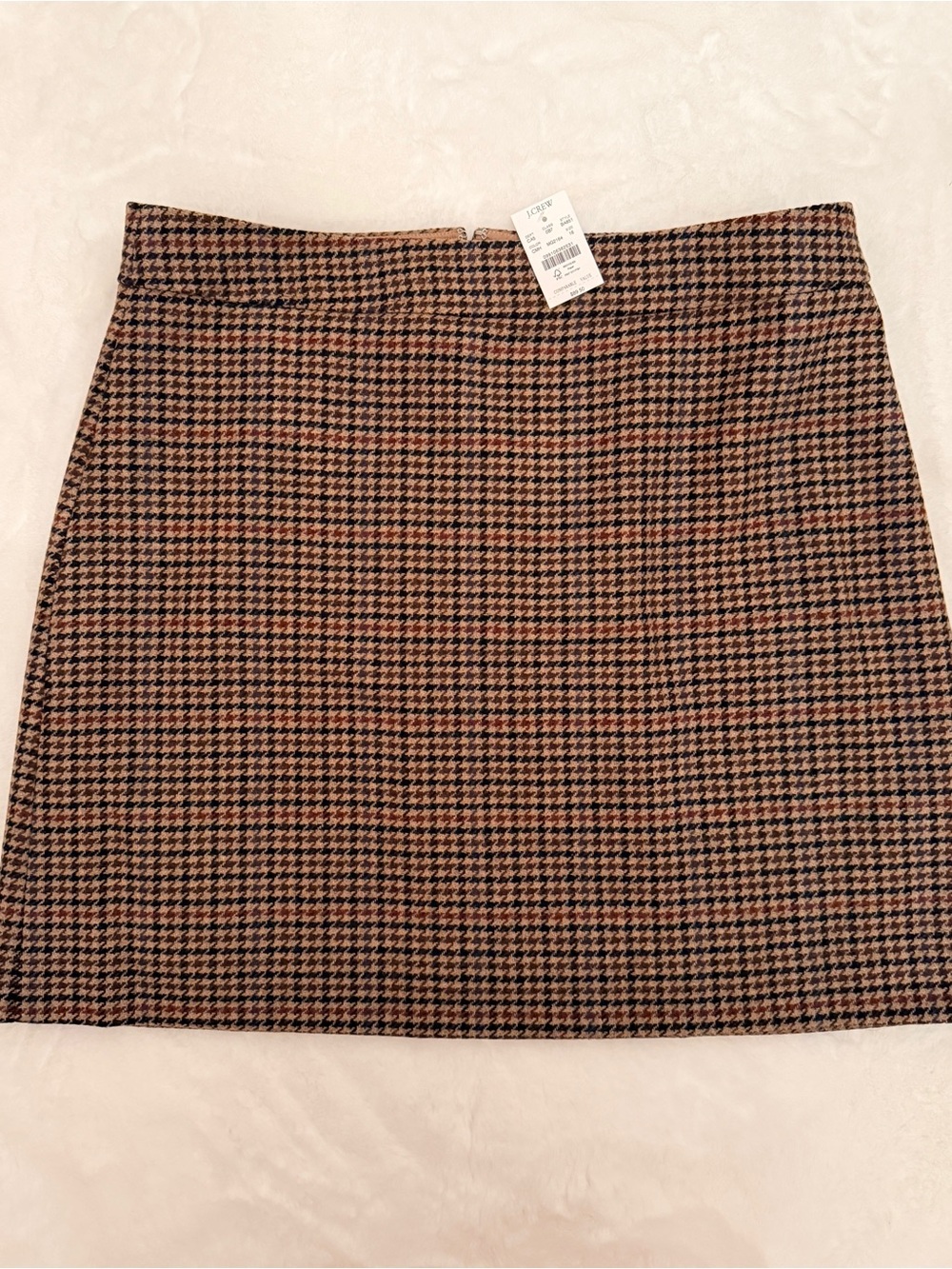 J. Crew Houndstooth Mini Skirt in Brown and Black
